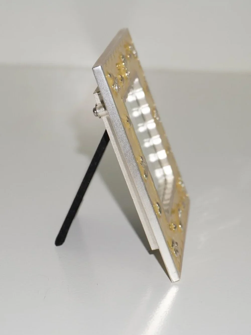 Unisex Baby Picture Frame Yellow Enamel with Scalloped Edges & Silver Details